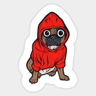 French Bulldog Red Hoodie Sticker